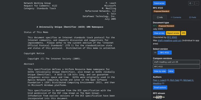 Diagram showing UUID Version 1 structure with timestamp and MAC address components for time-based unique identifier generation